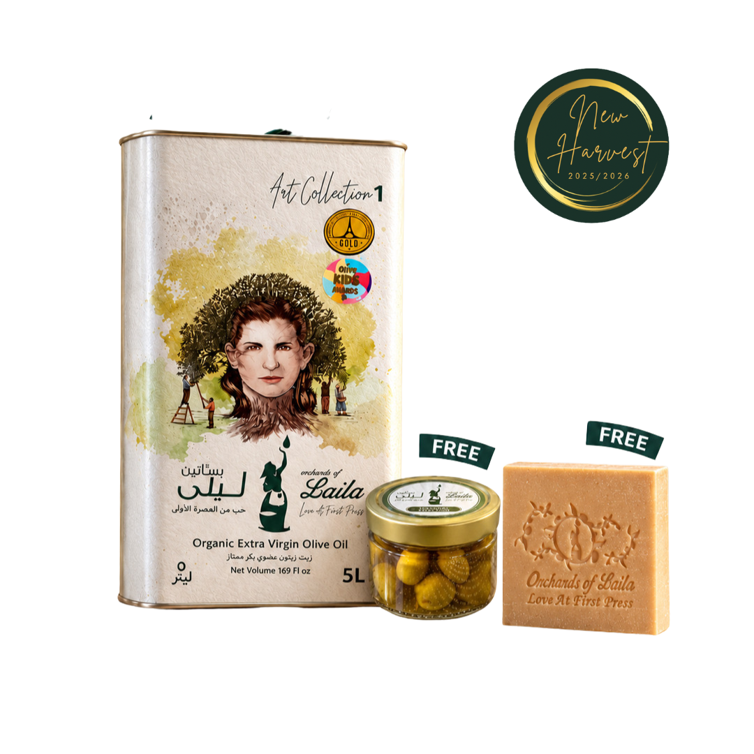 New Harvest Extra Virgin Olive Oil 5l Can & FREE Olives and Olive Oil Soap