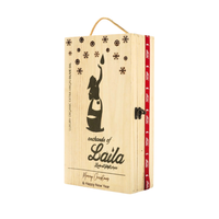 Double Christmas Wooden Gift Box with Organic Extra Virgin Olive Oil