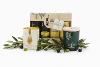 Set of skincare products with branding on a white background