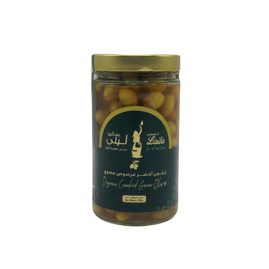 Organic Cracked Green Olives