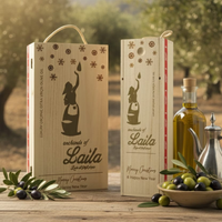 Single Christmas Wooden Gift Box with Organic Extra Virgin Olive Oil