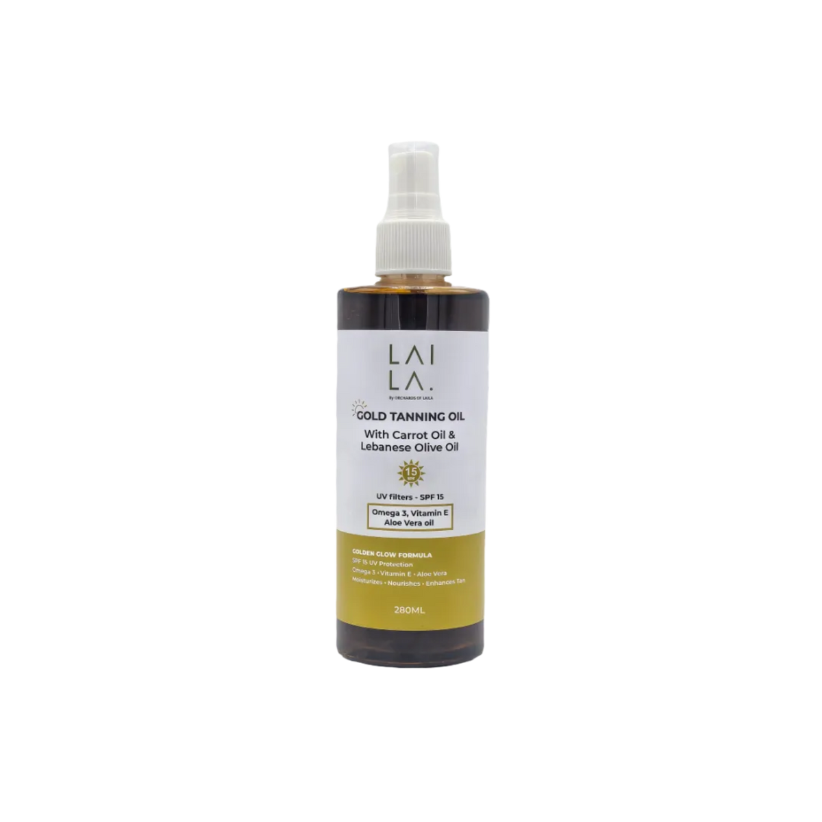 Gold Tanning Oil with Carrot Oil & Lebanese Olive Oil, SPF 15 UV Protection