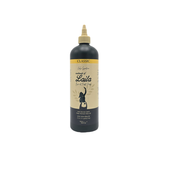 Bottle of Laila hair product on a white background