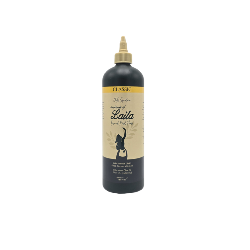 Bottle of Laila hair product on a white background